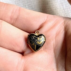 Vintage Michaela Frey Floral Enamel Art Nouveau designed Heart Shaped Pendant